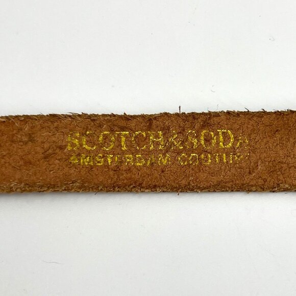 Scotch & Soda Women\'s L Brown Leather Skinny Belt with Embossed Numbers Preppy main image 5